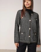 j&x Cardigan cu adaos de lână cu model geometric cu nasturi decorativi din imitație de perle Kasandra Negru