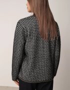 j&x Cardigan cu adaos de lână cu model geometric cu nasturi decorativi din imitație de perle Kasandra Negru