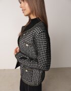 j&x Cardigan cu adaos de lână cu model geometric cu nasturi decorativi din imitație de perle Kasandra Negru