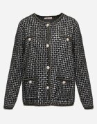j&x Cardigan cu adaos de lână cu model geometric cu nasturi decorativi din imitație de perle Kasandra Negru