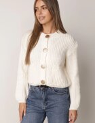 j&x Cardigan cu buzunare și nasturi aurii cu lână Aromi Bej deschis