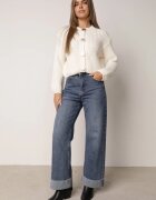 j&x Cardigan cu buzunare și nasturi aurii cu lână Aromi Bej deschis