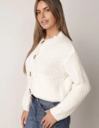 j&x Cardigan cu buzunare și nasturi aurii cu lână Aromi Bej deschis
