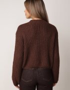 j&x Cardigan cu buzunare și nasturi aurii cu lână Aromi Maro
