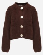 j&x Cardigan cu buzunare și nasturi aurii cu lână Aromi Maro