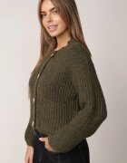 j&x Cardigan cu buzunare și nasturi aurii cu lână Aromi Verde