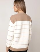 j&x Cardigan cu lână și bumbac cu nasturi în dungi Jord Crem cu Crem cu bej