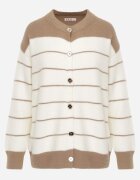 j&x Cardigan cu lână și bumbac cu nasturi în dungi Jord Crem cu Crem cu bej