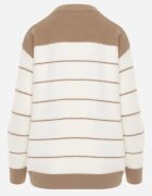 j&x Cardigan cu lână și bumbac cu nasturi în dungi Jord Crem cu Crem cu bej
