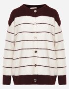 j&x Cardigan cu lână și bumbac cu nasturi în dungi Jord Crem cu Crem cu bordo