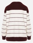 j&x Cardigan cu lână și bumbac cu nasturi în dungi Jord Crem cu Crem cu bordo