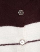 j&x Cardigan cu lână și bumbac cu nasturi în dungi Jord Crem cu Crem cu bordo