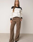 j&x Cardigan cu lână și bumbac cu nasturi în dungi Jord Negru cu crem