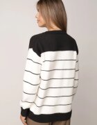 j&x Cardigan cu lână și bumbac cu nasturi în dungi Jord Negru cu crem