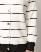 j&x Cardigan cu lână și bumbac cu nasturi în dungi Jord Negru cu crem