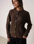 j&x Cardigan cu lână și bumbac cu nasturi și buzunare elegante Orlandia Maro