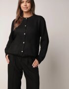 j&x Cardigan cu lână și bumbac cu nasturi și buzunare elegante Orlandia Negru