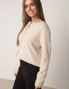 j&x Cardigan cu lână și bumbac cu nasturi Sonah Bej Bej Bej