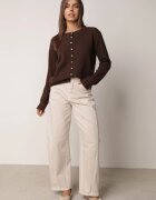j&x Cardigan cu lână și bumbac cu nasturi Sonah Bej Bej Maro