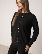 j&x Cardigan cu lână și bumbac cu nasturi Sonah Bej Bej Negru