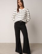 j&x Cardigan cu lână și bumbac în dungi orizontale cu nasturi Morgansa Bej deschis
