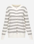 j&x Cardigan cu lână și bumbac în dungi orizontale cu nasturi Morgansa Bej deschis