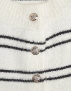 j&x Cardigan cu lână și bumbac în dungi orizontale cu nasturi Morgansa Bej deschis
