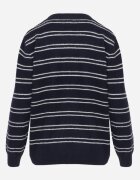 j&x Cardigan cu lână și bumbac în dungi orizontale cu nasturi Morgansa Bleumarin