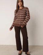 j&x Cardigan cu lână și bumbac în dungi orizontale cu nasturi Morgansa Maro