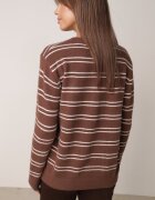 j&x Cardigan cu lână și bumbac în dungi orizontale cu nasturi Morgansa Maro