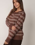 j&x Cardigan cu lână și bumbac în dungi orizontale cu nasturi Morgansa Maro