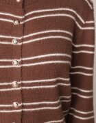 j&x Cardigan cu lână și bumbac în dungi orizontale cu nasturi Morgansa Maro