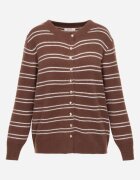 j&x Cardigan cu lână și bumbac în dungi orizontale cu nasturi Morgansa Maro