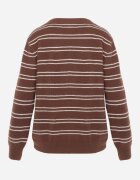 j&x Cardigan cu lână și bumbac în dungi orizontale cu nasturi Morgansa Maro