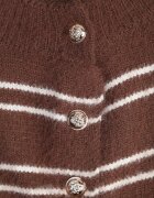 j&x Cardigan cu lână și bumbac în dungi orizontale cu nasturi Morgansa Maro