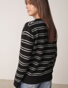 j&x Cardigan cu lână și bumbac în dungi orizontale cu nasturi Morgansa Negru
