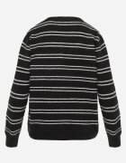 j&x Cardigan cu lână și bumbac în dungi orizontale cu nasturi Morgansa Negru