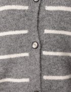 j&x Cardigan descheiat cu lână merinos și bumbac în dungi Kookti Gri
