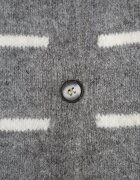 j&x Cardigan descheiat cu lână merinos și bumbac în dungi Kookti Gri