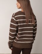 j&x Cardigan descheiat cu lână merinos și bumbac în dungi Kookti Maro