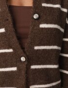 j&x Cardigan descheiat cu lână merinos și bumbac în dungi Kookti Maro