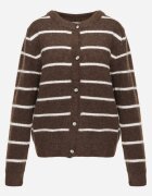 j&x Cardigan descheiat cu lână merinos și bumbac în dungi Kookti Maro