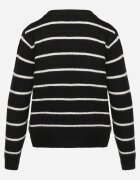 j&x Cardigan descheiat cu lână merinos și bumbac în dungi Kookti Negru