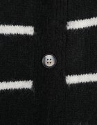 j&x Cardigan descheiat cu lână merinos și bumbac în dungi Kookti Negru