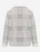 j&x Cardigan descheiat din lână cu model în carouri bouclé cu guler și manșete Azoria Alb