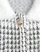 j&x Cardigan descheiat din lână cu model în carouri bouclé cu guler și manșete Azoria Alb