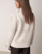 j&x Cardigan descheiat din lână cu model în carouri bouclé cu guler și manșete Azoria Bej deschis