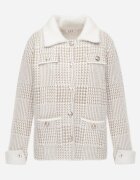 j&x Cardigan descheiat din lână cu model în carouri bouclé cu guler și manșete Azoria Bej deschis