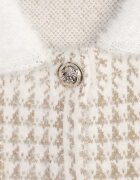 j&x Cardigan descheiat din lână cu model în carouri bouclé cu guler și manșete Azoria Bej deschis