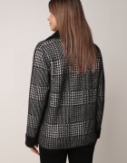 j&x Cardigan descheiat din lână cu model în carouri bouclé cu guler și manșete Azoria Negru